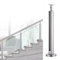 Geländer Außen/ Innen Treppengeländer Balustradenpfosten aus silbernem Glas, 60 70 80 90 100 110 cm hoch, runde Glasklemme zur Bodenmontage für Treppen/Terrassen, Glasgeländerpfosten aus Edelstahl 304
