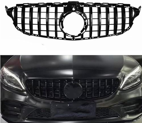 LeiBaOF Front Stoßstange Niere Grill für Mercedes Benz W205 C Class C200 C300 C43 AMG 2019-2021,Auto Styling Gitter Ersatz Teil,Front stoßstangen Gitter Grill