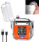 Feuerzeug Elektrisch, Sturmfeuerzeug, Elektrisches Feuerzeug, USB Feuerzeug, mit Uhr, LED Beleuchtung, IP56 Wasserschutz, Ideal für Männer, Damen, Camping Gadgets, Outdoor Ausrüstung (Orange)