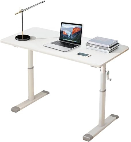 Uptyia Höhenverstellbarer Schreibtisch, Stehtisch, Möbel für Arbeitszimmer, 80 x 45 cm, kleiner Schreibtisch für Kinder, höhenverstellbarer Tisch, weiß, 80 x 45 x (63 - 90 cm)