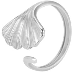Caiduoduo Hydraulischer Ginkgo Biloba Open Ring Personality Luxus-Ring aus Edelstahl für Damen