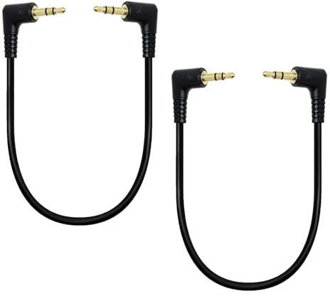 Wonvify Cable Jack 3.5 Male vers Male, Lot de 2 Cable Audio de 30cm 90 Degrés TRS Mâle vers Mâle, Cable Audio Jack 3,5 Enroulé Stéréo, pour Casque/Haut-Parleur Stéréo