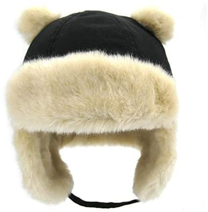 Baby Wintermütze Kinder Fliegermütze mit Ohrenklappen Pilot Cap Newborn Trapper Hut Winter Warm Babymütze für Jungen Mädchen Babys von 0-6 Jahren (DE/NL/SE/PL, Numerisch, 52, Schwarz)