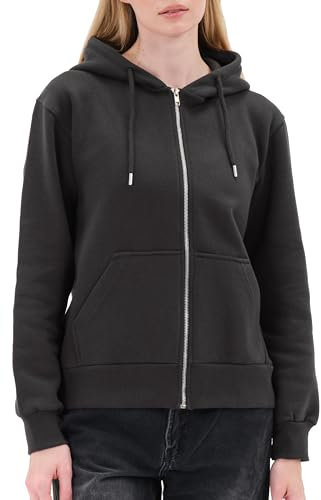 Smith & Solo Hoodie Damen Reißverschluss – Sweatjacke mit Kapuze, Kapuzenpullover, Kapuzenjacke Zippper Herbst Winter (Anthrazit L)