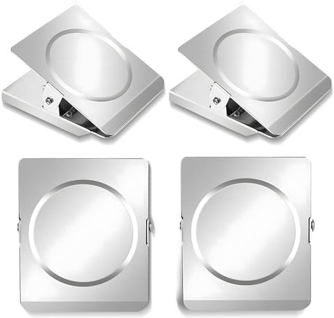 Udbrud Magnetklammern, 4 Stück Stark Magnetische Clips Extra Große Magnete mit Klammer Kühlschrankmagnete für Whiteboard, Büro, Zuhause, Küche, Schul, Silber 54mm