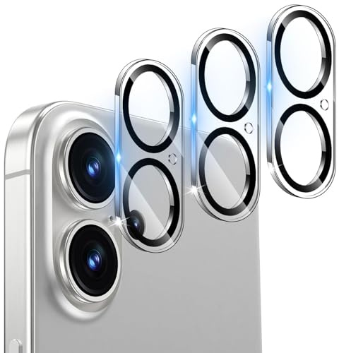 LunarCharm 3 Stück Kamera Schutzglas Kompatibel mit iPhone 16/iPhone 16 Plus Kameraschutz [10S Schnelle Installieren] Kratzfest, 9H Härte, Vollständiger Kameraschutz, HD-Klar