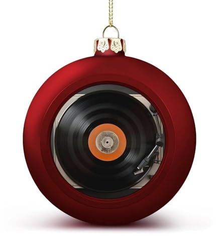 Vintage-Vinyl-Schallplatten-Weihnachtskugel, Ornament, 4,1 cm, glitzernd, hängende Weihnachtskugeln für Weihnachtsbaum-Anhänger, dekorative Weihnachtsbaumkugeln für Weihnachtsbaumschmuck, 1 Stück