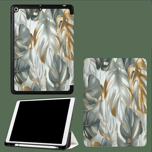 Funda Compatible con para iPad Pro de 11 Pulgadas 2022/2021/2020 con Soporte para bolígrafo, Slim TPU Flexible Tableta Cover con función de Despertar/Dormir Hoja de Monstera en Acuarela