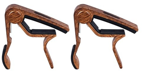 2Pcs Acoustic Guitar Acoustic Guitar, Electric Guitar with 5Pcs Picks Adjustable Solid Wood Electric Guitar for Ukulele Mandolin Banjo (Dark Wood Grain)