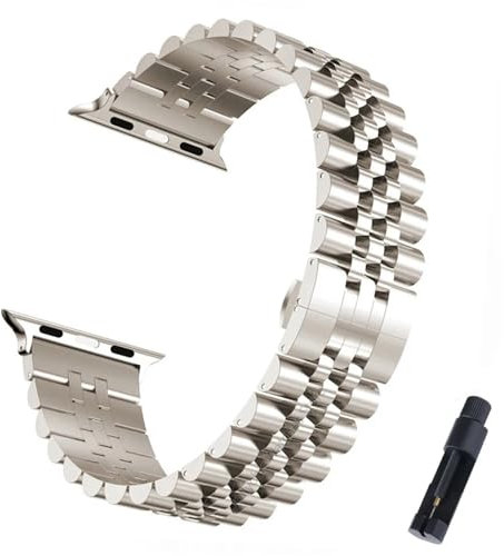 RORFFK Metallstahlarmband für Apple Watch Ultra Band 49 mm 46 mm 44 mm 38 mm 42 mm Ersatzarmband IWatch Serie 10 9 8 7 6 5 45 mm 41 mm EDELSTAHL-Uhrenarmbänder(Starlight Tool,49mm)