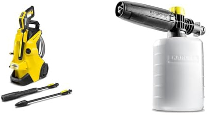 Bundle of Kärcher K 4 Power Control Flex Pressure Washer, Pressure: max. 130 bar, Flow Rate: 420 l/h, Area Coverage: 30 m²/h, Water Filter, High-Pressure Flex Hose+ Kärcher FJ6 Foam Nozzle, Multi,0.6L