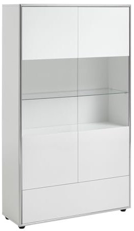 ebuy24 Kenan Vitrine 2 Türen, 1 Schublade weiß Hochglanz lackiert