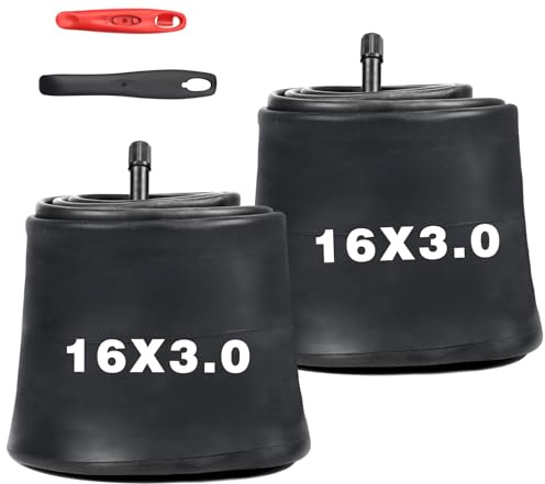 GRELiving 2 Stück 16x3.0/20x3.0/26x3.0 Zoll Fahrradschlauch AV35mm Schrader Valve Fat Bike Tires/Snow Bikes Tires/E-Bike Tires (16x3.0 Zoll AV35mm)