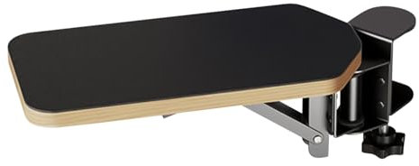 Computer Arm Rest for Desk, Wooden Table Extender, Wood+Stainless Steel+EVA 90 Degree Adjustable Folding Desk Arm Rest for Typing, Studio, Airplane, and Desktop Use, Ergonomic Support, 25x12x6.5cm