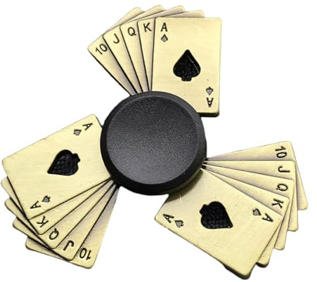 GNALIA Handkreisel Metall Finger Spinner Edelstahl Antik Bronze Poker Ace Design Hochwertiges Anti-Stress Spielzeug Mit Kugellager Für Erwachsene Kinder 2-5 Min Laufzeit EDC Geschenk Schwarz Gold