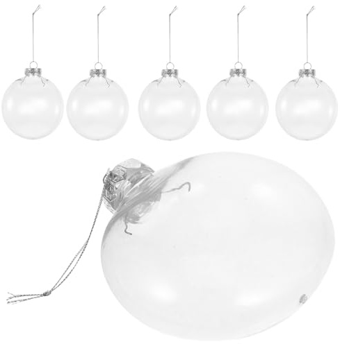 ELAYARD Durchsichtige Befüllbare Weihnachtskugeln aus PET Flache 10cm Kunststoffkugeln zum Hängen 6 Stück Transparente Christbaum Anhänger für Selbstgemacht Dekoration