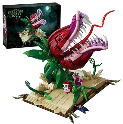 MirthMakers Piranha-Pflanze Magicbook Bausteine-Set – 1208 Teile Audrey II Piranha-Blumen Bausatz, Sammlerstück Magic Monster Modell, DIY-Dekoration für das Homeoffice, Kreatives Geschenk für TV-Fans