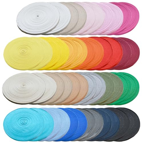 TENGWA 46 Stück Schrägband Baumwolle 10 mm Baumwolle Gurtband 22 Farben Gemischt Schrägband Zum Nähen Fischgrät Band Bastelarbeiten Geschenkverpackung