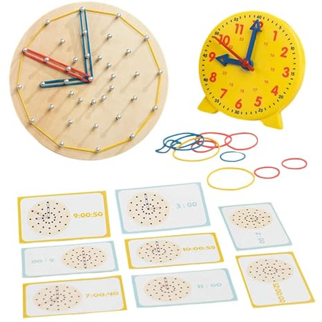 Lernuhr für Kinder - Pädagogisches Puzzlespiel Zum Anfassen - Spielerisch Uhrzeit & Zahlen Lernen - für Zuhause Unterricht Mädchen Reise Lernen Spielen