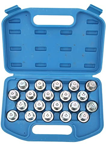 KIMISS Set di Bussole per Dadi per Alette di Bloccaggio Ruote - Kit di Attrezzi Antifurto da 20 Pezzi per Auto, Bussole in Metallo con Custodia per Rimozione e Installazione del Bloccaggio delle Ruote