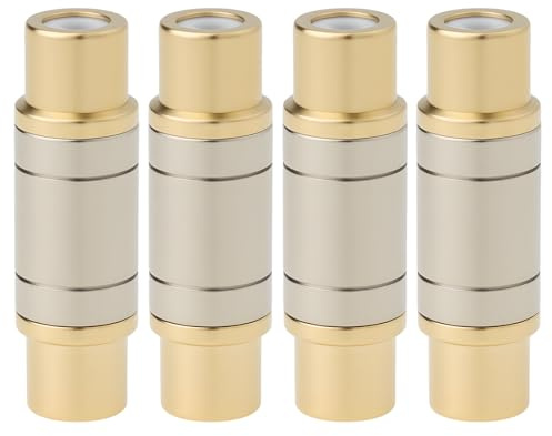 ECSiNG Conector Adaptador RCA Hembra Recto de 4 Piezas Chapado en Oro Y Cobre para Dispositivos de Audio Y Vídeo.