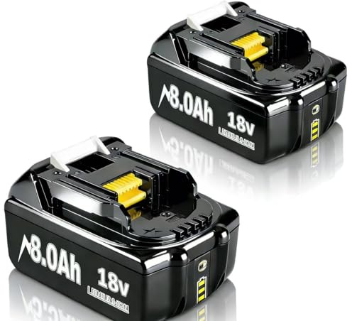 2X 18V 8.0Ah Akku für Makita, Powtree Ersatzakku für Makita 18V BL1860B Kompatibel mit BL1860 BL1850 BL1850B BL1840 BL1840B BL1830 BL1830B BL1815 LXT Akku-Elektrowerkzeuge mit LED-Anzeige