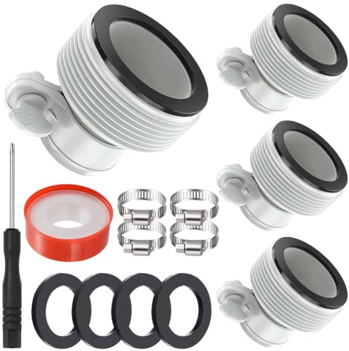 Herbst Pool Schlauchadapter, 4 Stück Pool Adapter B für Intex 38mm | Universal Poolschlauch Adapter mit Innengewinde & Dichtung Ersatzteil für Sandfilteranlage, Poolpumpe