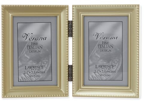 Lawrence Frames Perlenbordüre, 2,5 x 3,5 cm, doppelt, satiniertes Gold