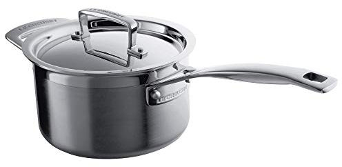 Le Creuset 3-Ply Stainless Steel Saucepan with Lid, 18 x 11.1 cm, 96200918001000, Silver
