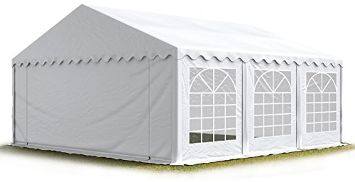TOOLPORT Tendone per Feste 5x6 m PVC Bianco 100% Impermeabile Gazebo da Giardino Tendone da Esterno Tenda Party