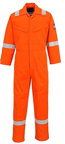 Portwest MX28 Modaflame Work FR Coverall Back Pocket Machine Washable | Orange, 3X Large, EN 61482-1-2 Class 1, 39% Cotton, Triple-Stitched Seams, Concealed Brass Zips, Sleeveless, Security