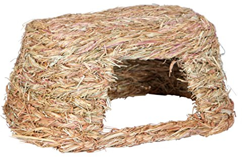 KERBL Pet Grashaus für Nager, Kaninchen/Meerschweinchen/Hamster/Chinchillas und andere Kleintiere, Natürlich aus geflochtenem Heu, 39x29x19.5 cm