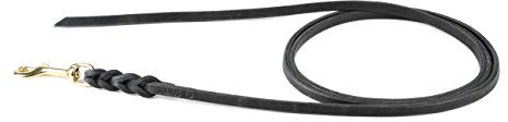 Julius-K9, 10200-GF-M, Hundeleine aus Fettleder, 10mm x 2m, ohne Schlaufe, Messingkarabiner, geflochten