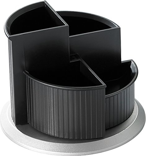 helit H6220599 - Multiköcher „the hub line“, 4 Fächer, schwarz / silber | 4 Fächer zur Aufbewahrung von Stiften und Bürozubehör