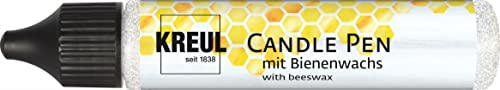 KREUL 49734 - Candle Pen, glitter-silber, 29 ml, Kerzenstift mit feiner Malspitze, Farbe mit Bienenwachs zum Verzieren & Bemalen von Kerzen