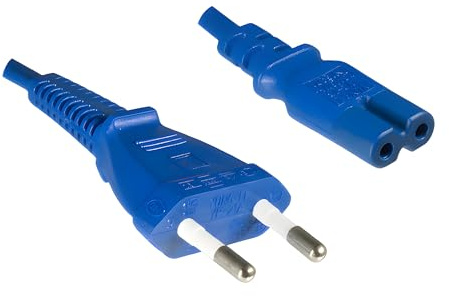 DINIC Stromkabel, Netzkabel Euro-Stecker auf C7 2-pin Euro-8, VDE (1,80m, 1 Stück, blau)