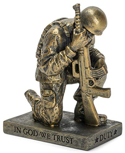 Dicksons Pflichtfigur, Glaube, Gott betender Soldat, 12,7 cm, goldfarbener Kunstharzstein, Tischfigur