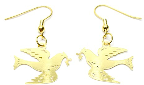 Miniblings Friedenstaube Ohrringe Taube Tauben Peace Weihnachten Xmas golden filigran - Handmade Modeschmuck I Ohrhänger Ohrschmuck vergoldet