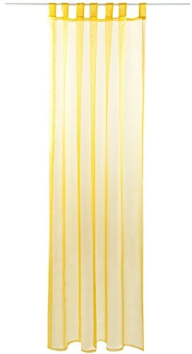 Gardine mit Schlaufen, Transparent Voile 140 x 245cm (Breite x Länge) in gelb - lemongelb, Schlaufenschal in vielen weiteren Farben und Größen
