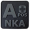 ACU All Black APOS A+ NKA Blood Type No Known Allergies Morale PVC Rubber Fastener Patch