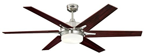 72077 Cayuga Deckenventilator 152 cm, gebürstetes Nickel, für den Innengebrauch, Leuchtenset mit Opalmilchglas