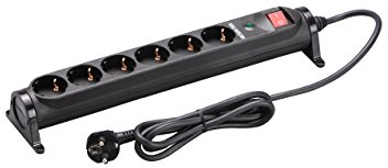 Allocacoc 47530 Regleta de 6 enchufes con Interruptor, 1,4 m, Negro
