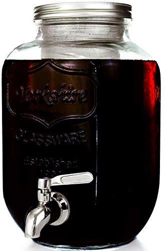 Willow & Everett Cold Brew Maker - Iced Coffee Makers - Glass Mason Jar w/Stainless Steel Spout - Removable Filter - Airtight Jug w/Tap - Approx 4 Litres
