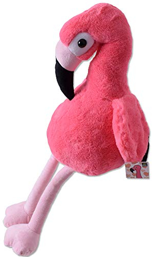 TE-Trend Plüschtier Plüsch Stofftier Flamingo Kuscheltier Deko Vogel Schlenkertier 30cm hoch Pink Schwarz