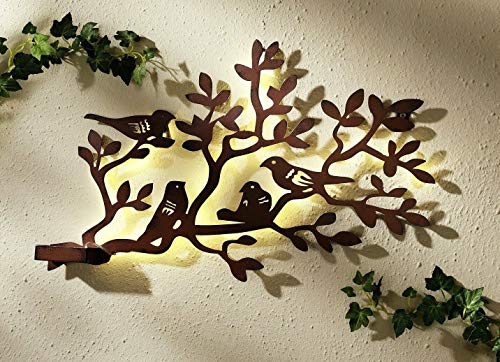 ABC Home | Wanddeko Baum mit Vögel | LED´s | Batteriebetrieben | Lichtsensor | 57 cm B