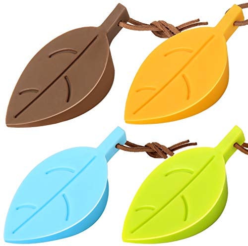 4Pcs Door Stopper Wedge Finger Protector, HNYYZL Silicone Door Stops, Cute Colorful Cartoon Leaf Style Secure Flexible Decorative Finger Protector, for Home and Office(Green, Yellow, Blue, Brown)