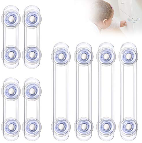 Yosemy Sécurité Serrures pour Bébé Sécurité Verrouillage pour Tiroir Placards Porte Armoires Frigo Transparent Loquets de Sécurité en Plastique, 8 Pièces