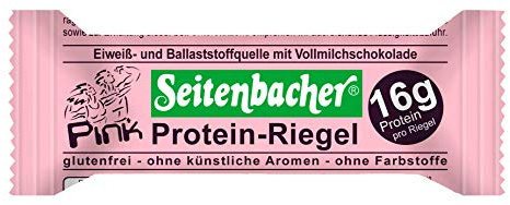 Seitenbacher Protein Riegel Pink I Erdbeere I 16g/60g = 27% Protein I glutenfrei I glycerinfrei I (1 x 60 g)