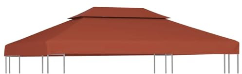 vidaXL Pavillondach 2-Stufig Pavillon Partyzelt Gartenzelt Dachplane Ersatzdach Ersatz Dach Plane Pavillonplane 310g/m² 4x3m Terrakotta