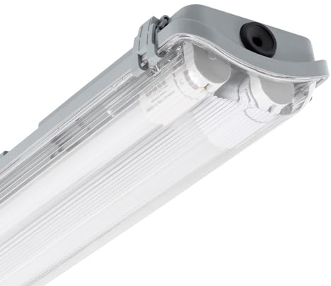 LEDKIA LIGHTING - Pantalla Estanca Slim 150 cm | IP65 Resistente al Agua y Polvo | Para 2 Tubos T8 LED | Conexión Lateral | Clips de Acero Inoxidable, 1500 Mm, Policarbonato